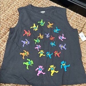 Old Navy black sleeveless top with dancing bears Grateful Dead inspired nwt